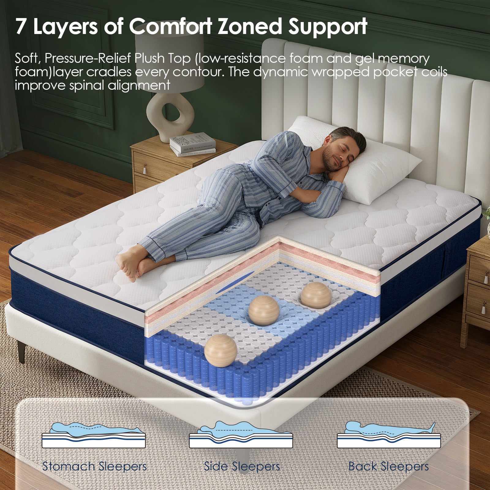 Queen Rose 10-Inch Hybrid Mattress – Ocean Breeze