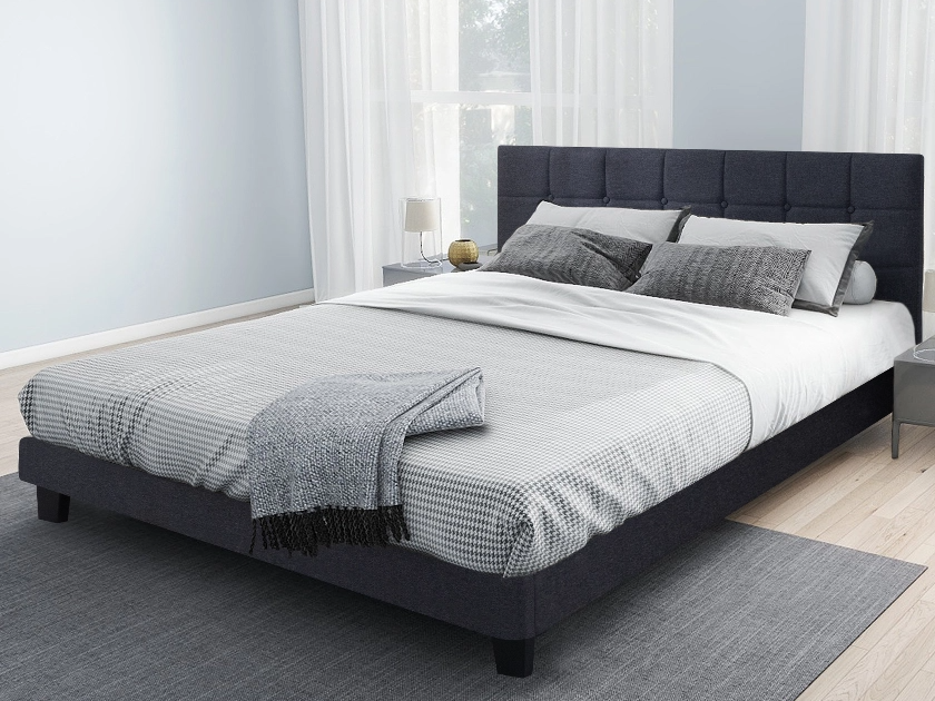 Upholstered Classic Bed Frame - Pebble Grey