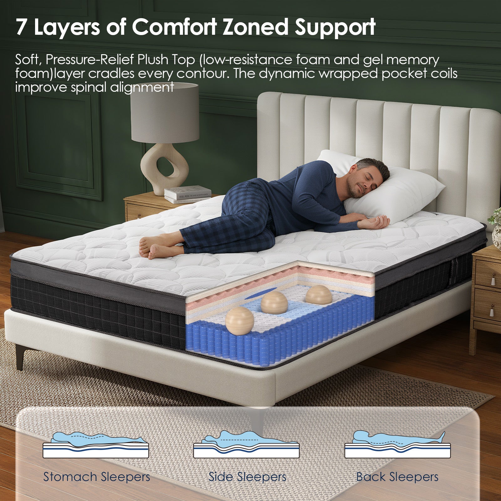 Queen Rose 10-Inch Hybrid Mattress – Petal Dream