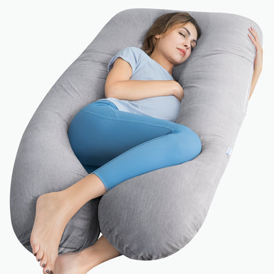 55" Clasical U-shaped Pregnancy Pillow (Cooling Silky Gray)