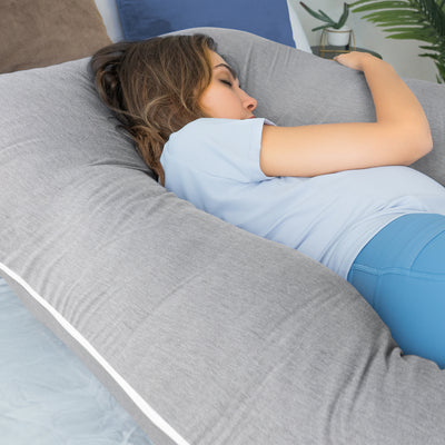 55" Clasical U-shaped Pregnancy Pillow (Cooling Silky Gray)